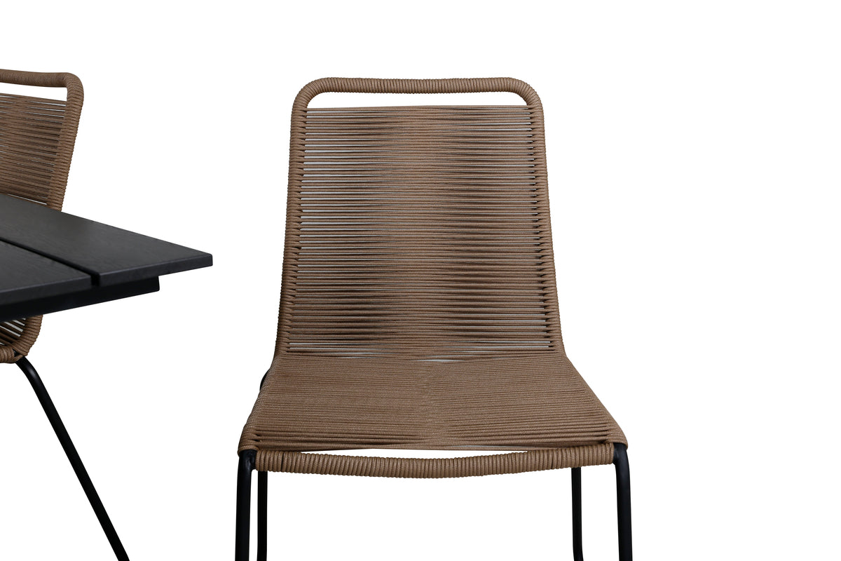 Denver & Lindos Spisebord 120x70x74 + Spisestole Brun