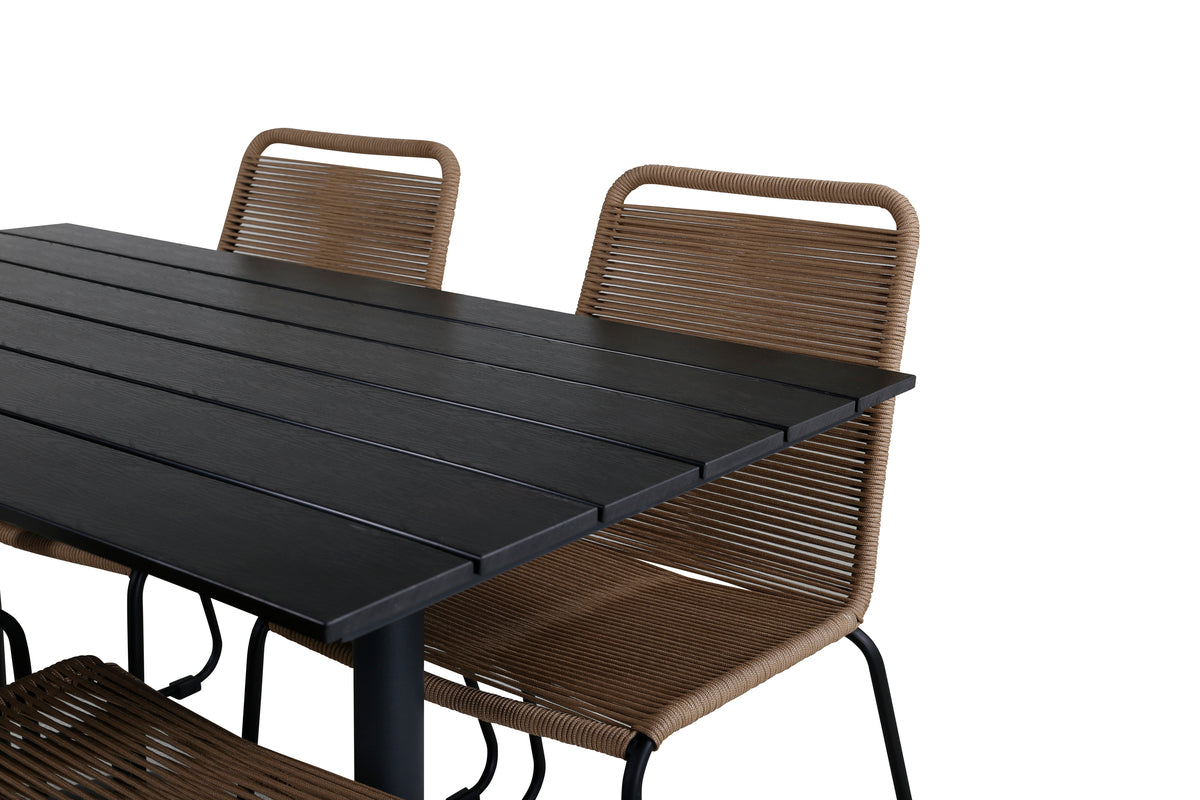 Denver & Lindos Spisebord 120x70x74 + Spisestole Brun