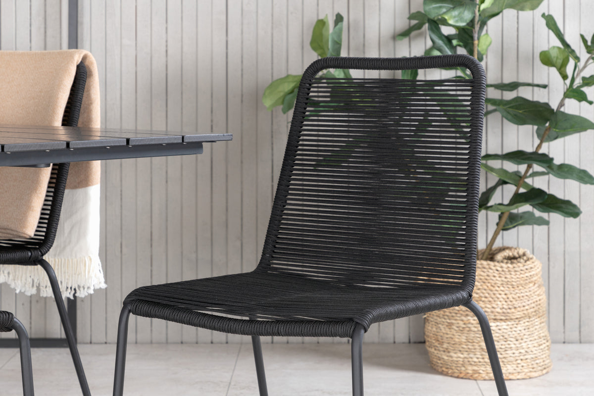 Rektangulært spisebord 120 x 70 Sort + Spisebordsstol 2-pak Sort