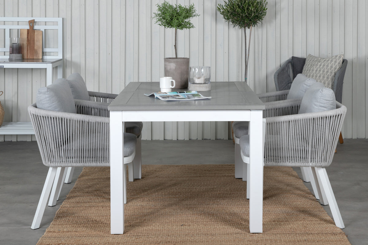 Virya & Albany Spisestole 2-pak Grå + Rektangulære Spisebord 74 x 152 x 90 Hvid