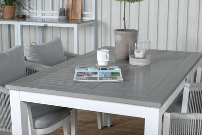 Virya & Albany Spisestole 2-pak Grå + Rektangulære Spisebord 74 x 152 x 90 Hvid