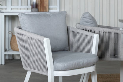 Virya & Albany Spisestole 2-pak Grå + Rektangulære Spisebord 74 x 152 x 90 Hvid