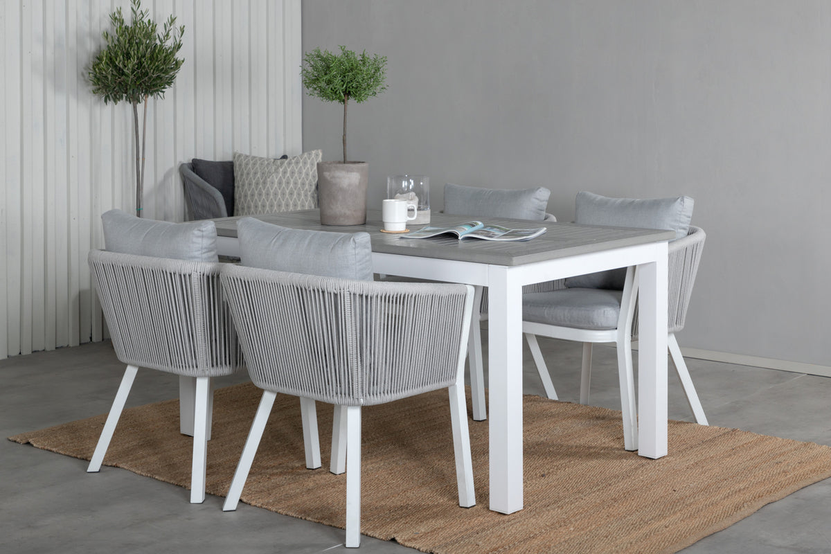 Virya & Albany Spisestole 2-pak Grå + Rektangulære Spisebord 74 x 152 x 90 Hvid