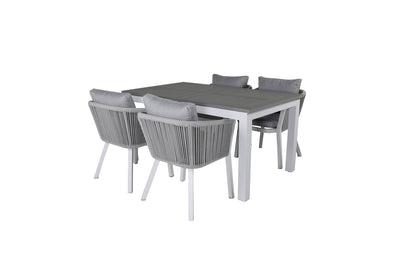Virya & Albany Spisestole 2-pak Grå + Rektangulære Spisebord 74 x 152 x 90 Hvid