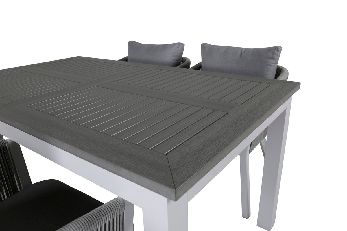 Virya & Albany Spisestole 2-pak Grå + Rektangulære Spisebord 74 x 152 x 90 Hvid