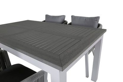 Virya & Albany Spisestole 2-pak Grå + Rektangulære Spisebord 74 x 152 x 90 Hvid