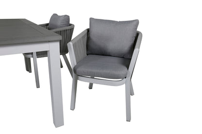 Virya & Albany Spisestole 2-pak Grå + Rektangulære Spisebord 74 x 152 x 90 Hvid