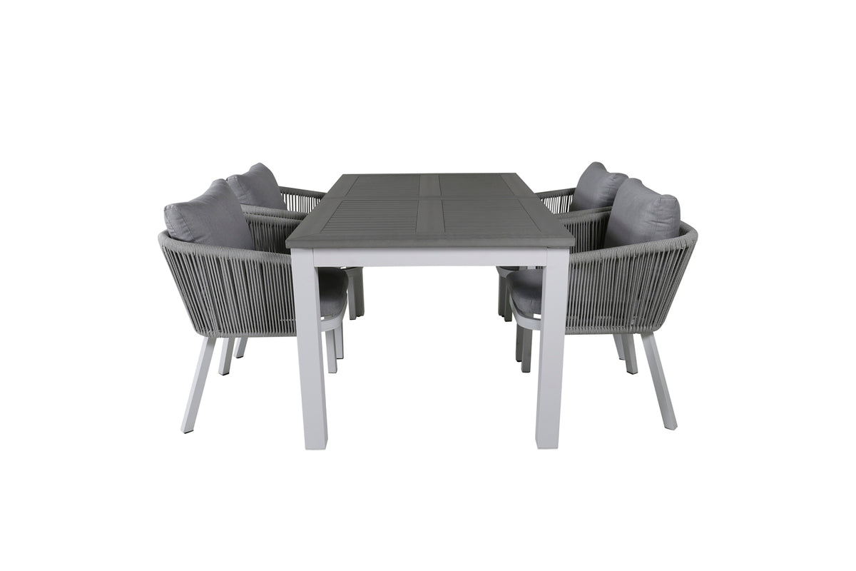 Virya & Albany Spisestole 2-pak Grå + Rektangulære Spisebord 74 x 152 x 90 Hvid