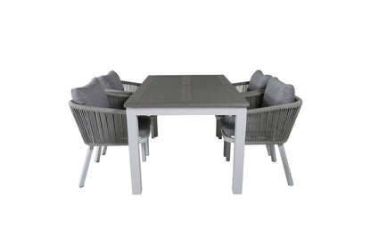 Virya & Albany Spisestole 2-pak Grå + Rektangulære Spisebord 74 x 152 x 90 Hvid