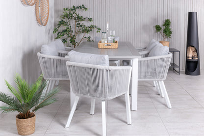 Virya & Albany Spisestole 2-pak Grå + Rektangulære Spisebord 74 x 152 x 90 Hvid