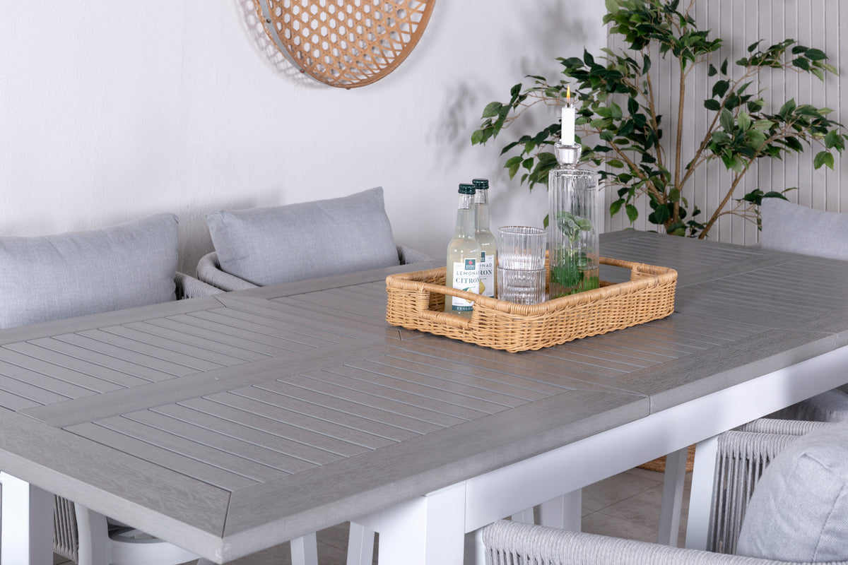 Virya & Albany Spisestole 2-pak Grå + Rektangulære Spisebord 74 x 152 x 90 Hvid