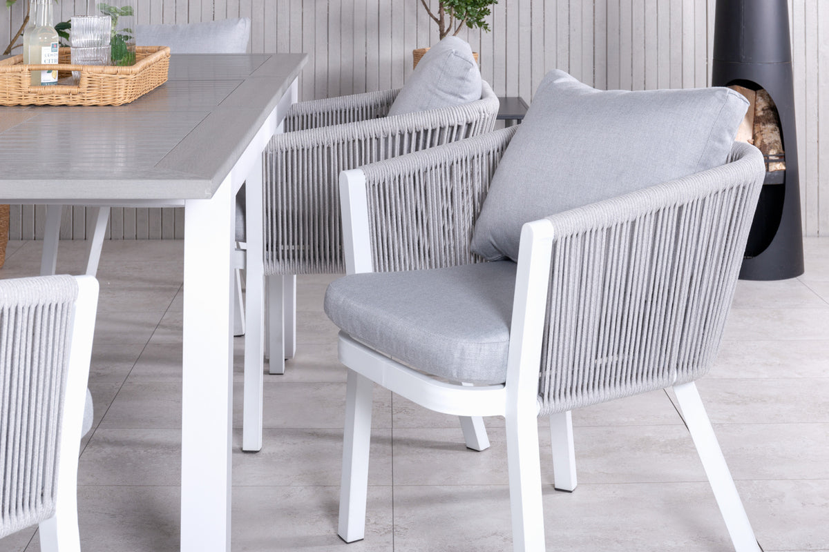 Virya & Albany Spisestole 2-pak Grå + Rektangulære Spisebord 74 x 152 x 90 Hvid