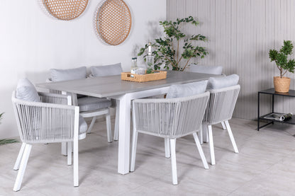 Virya & Albany Spisestole 2-pak Grå + Rektangulære Spisebord 74 x 152 x 90 Hvid