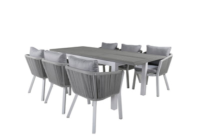 Virya & Albany Spisestole 2-pak Grå + Rektangulære Spisebord 74 x 152 x 90 Hvid