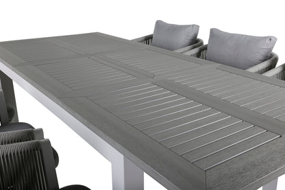 Virya & Albany Spisestole 2-pak Grå + Rektangulære Spisebord 74 x 152 x 90 Hvid