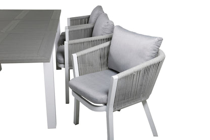 Virya & Albany Spisestole 2-pak Grå + Rektangulære Spisebord 74 x 152 x 90 Hvid