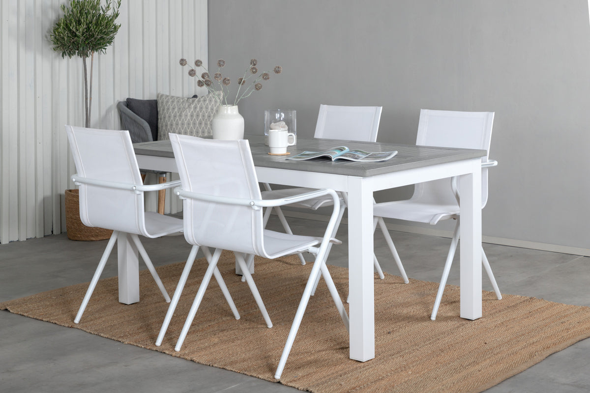 Alina & Albany Spisebordsstole 2-pak Hvid + Rektangulært Spisebord 152x90 Hvid