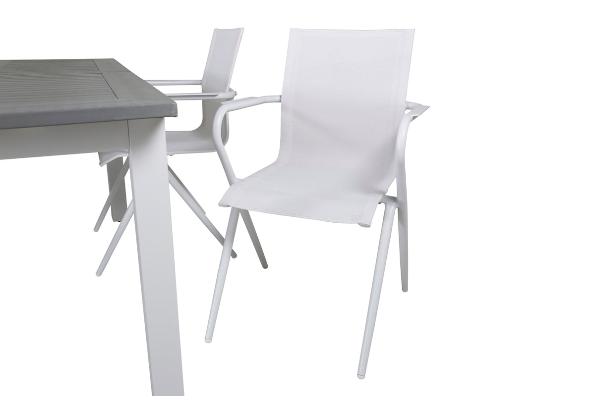 Alina & Albany Spisebordsstole 2-pak Hvid + Rektangulært Spisebord 152x90 Hvid