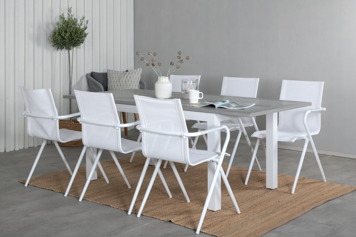 Alina & Albany Spisebordsstole Hvid + Spisebord 152x90