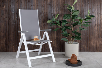 Albany Positionsstole 2-pak Grå + Rektangulært Spisebord 74 x 152 x 90 Hvid