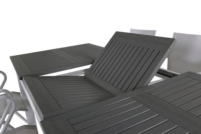 Albany Positionsstole 2-pak Grå + Rektangulært Spisebord 74 x 152 x 90 Hvid