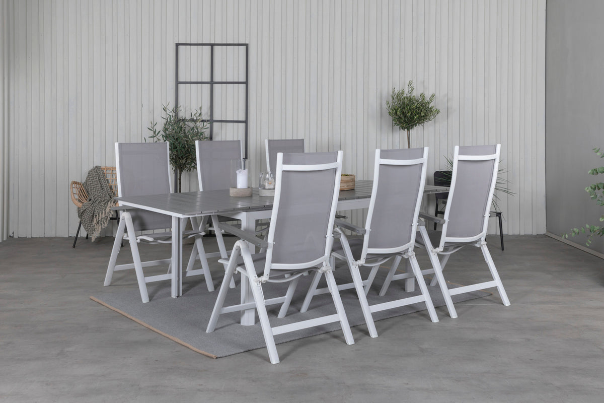 Albany & Levels Positionsstole Grå + Spisebord 160x100x75
