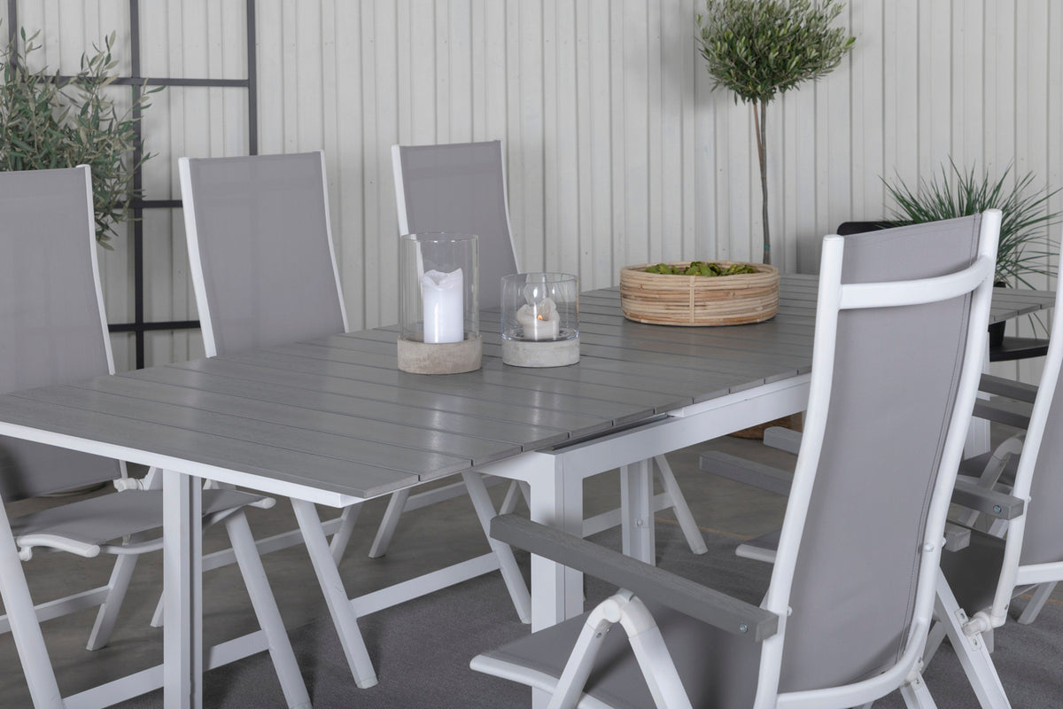 Albany & Levels Positionsstole Grå + Spisebord 160x100x75