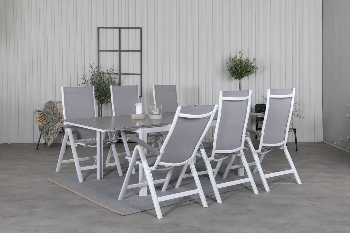 Albany & Levels Positionsstole Grå + Spisebord 160x100x75