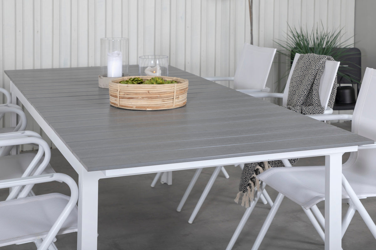 Alina & Levels Spisebordsstole Hvid + Rektangulært Spisebord 229x100x75 Hvid