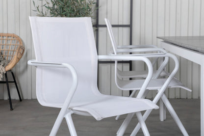 Alina & Levels Spisebordsstole Hvid + Rektangulært Spisebord 229x100x75 Hvid