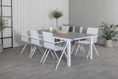 Alina & Levels Spisebordsstole Hvid + Rektangulært Spisebord 229x100x75 Hvid