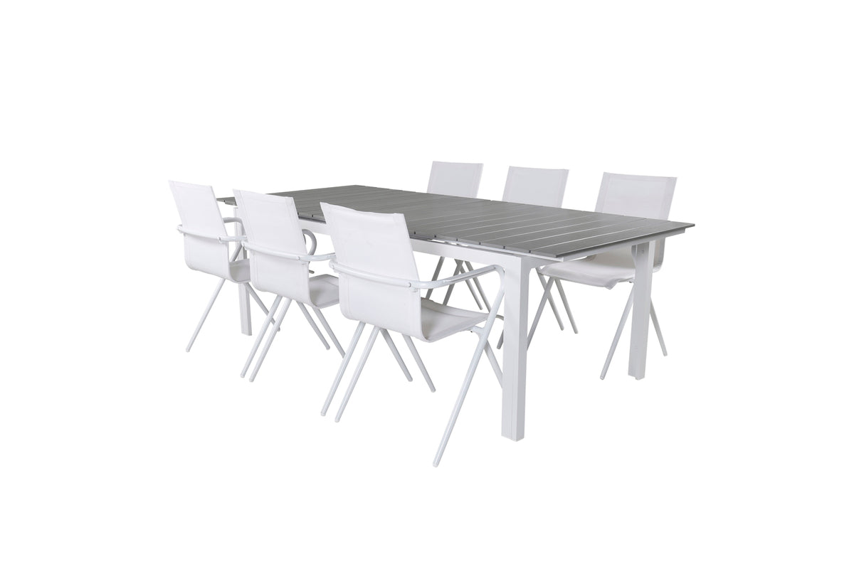 Alina & Levels Spisebordsstole Hvid + Rektangulært Spisebord 229x100x75 Hvid