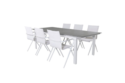 Alina & Levels Spisebordsstole Hvid + Rektangulært Spisebord 229x100x75 Hvid