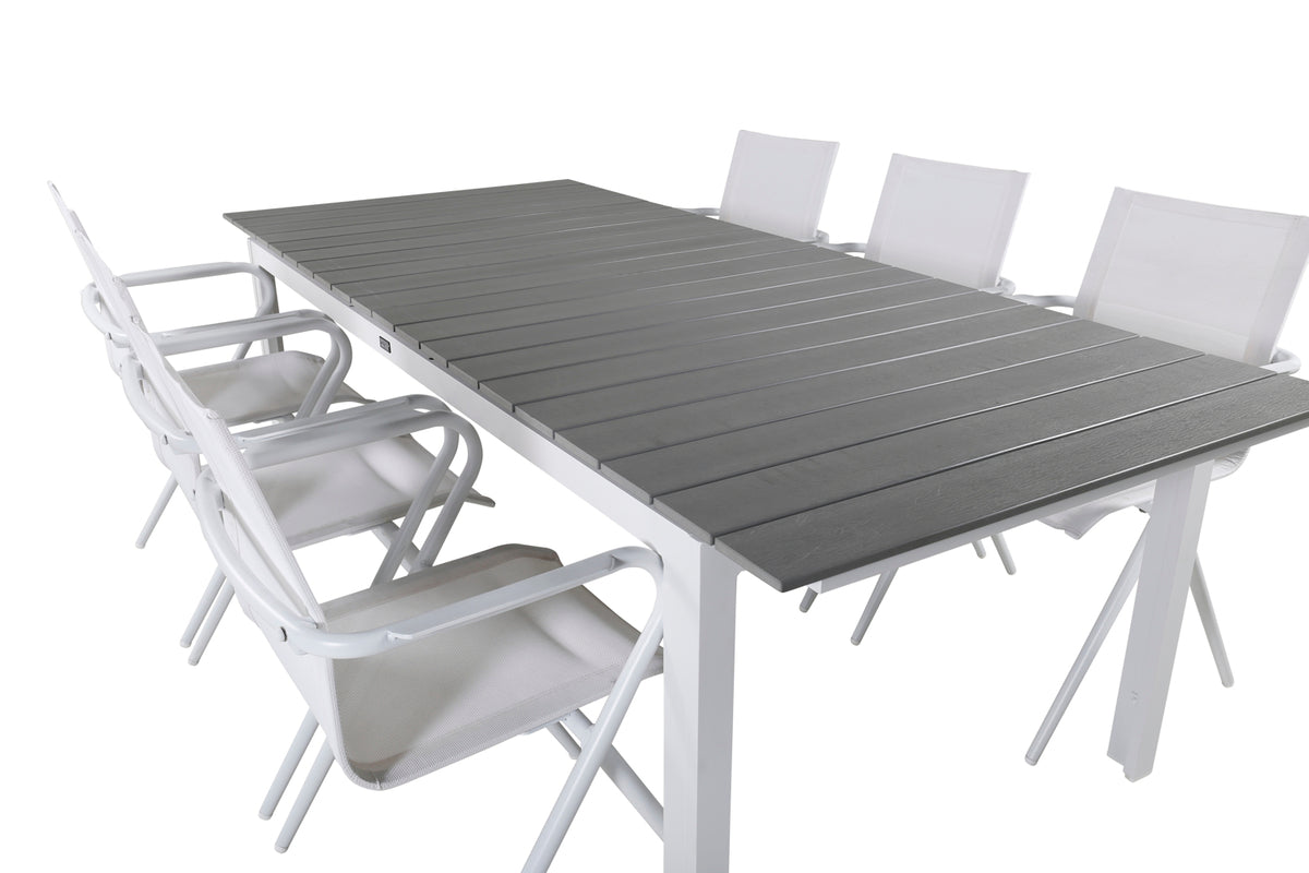 Alina & Levels Spisebordsstole Hvid + Rektangulært Spisebord 229x100x75 Hvid