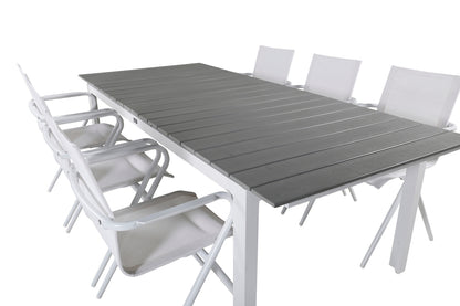 Alina & Levels Spisebordsstole Hvid + Rektangulært Spisebord 229x100x75 Hvid