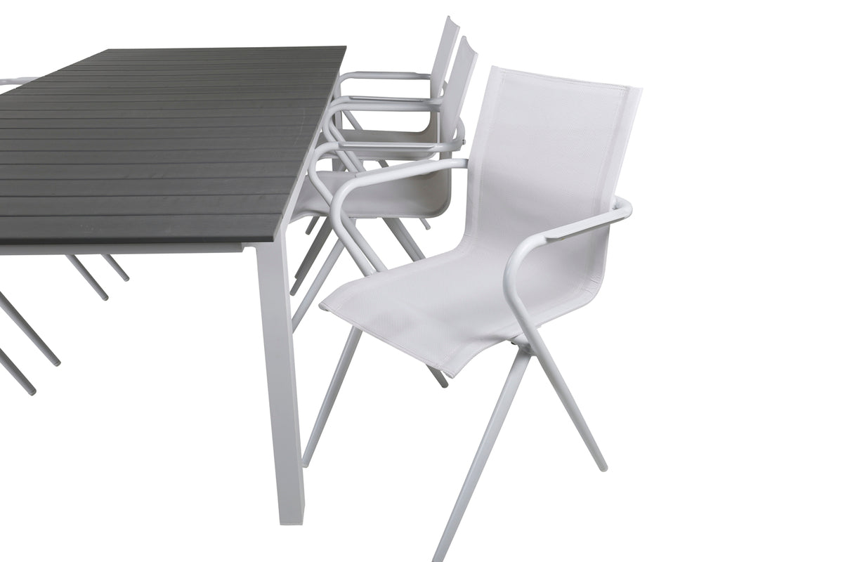 Alina & Levels Spisebordsstole Hvid + Rektangulært Spisebord 229x100x75 Hvid