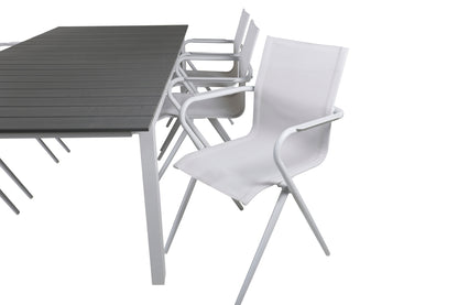 Alina & Levels Spisebordsstole Hvid + Rektangulært Spisebord 229x100x75 Hvid