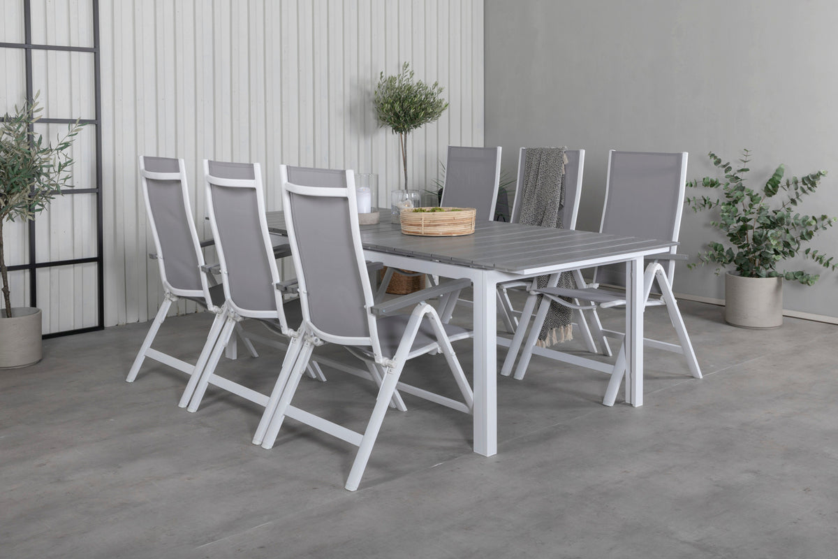 Albany & Levels Positionsstole Grå + Spisebord 229x100x75