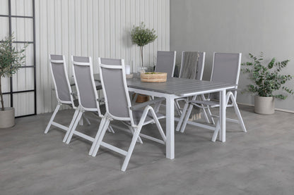 Albany & Levels Positionsstole Grå + Spisebord 229x100x75