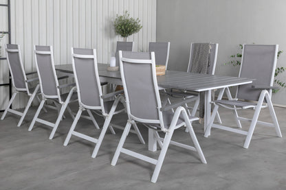 Albany & Levels Positionsstole Grå + Rektangulært Spisebord 229x100x75 Hvid