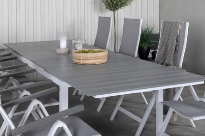 Albany & Levels Positionsstole Grå + Rektangulært Spisebord 229x100x75 Hvid