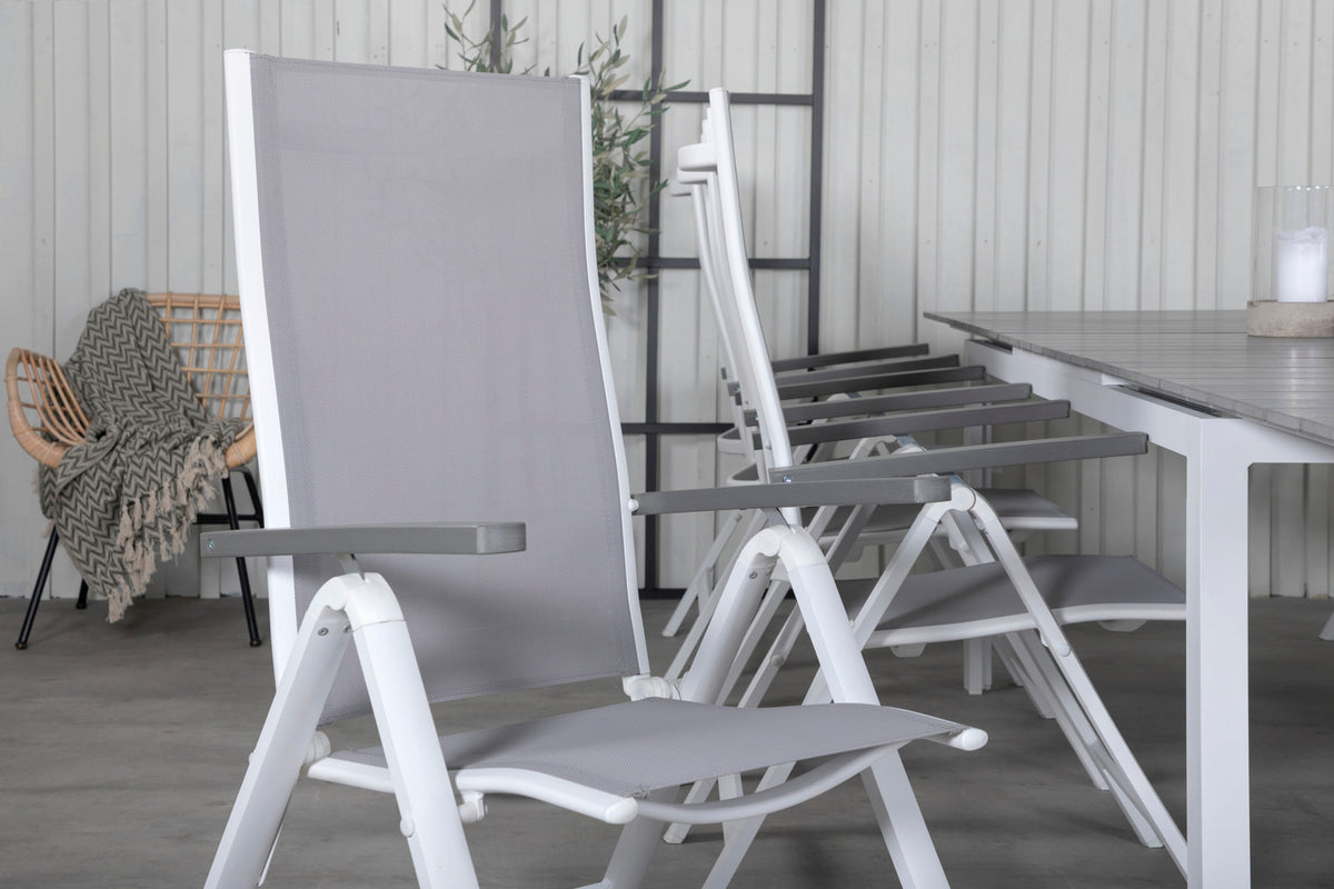 Albany & Levels Positionsstole Grå + Rektangulært Spisebord 229x100x75 Hvid