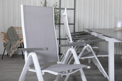 Albany & Levels Positionsstole Grå + Rektangulært Spisebord 229x100x75 Hvid