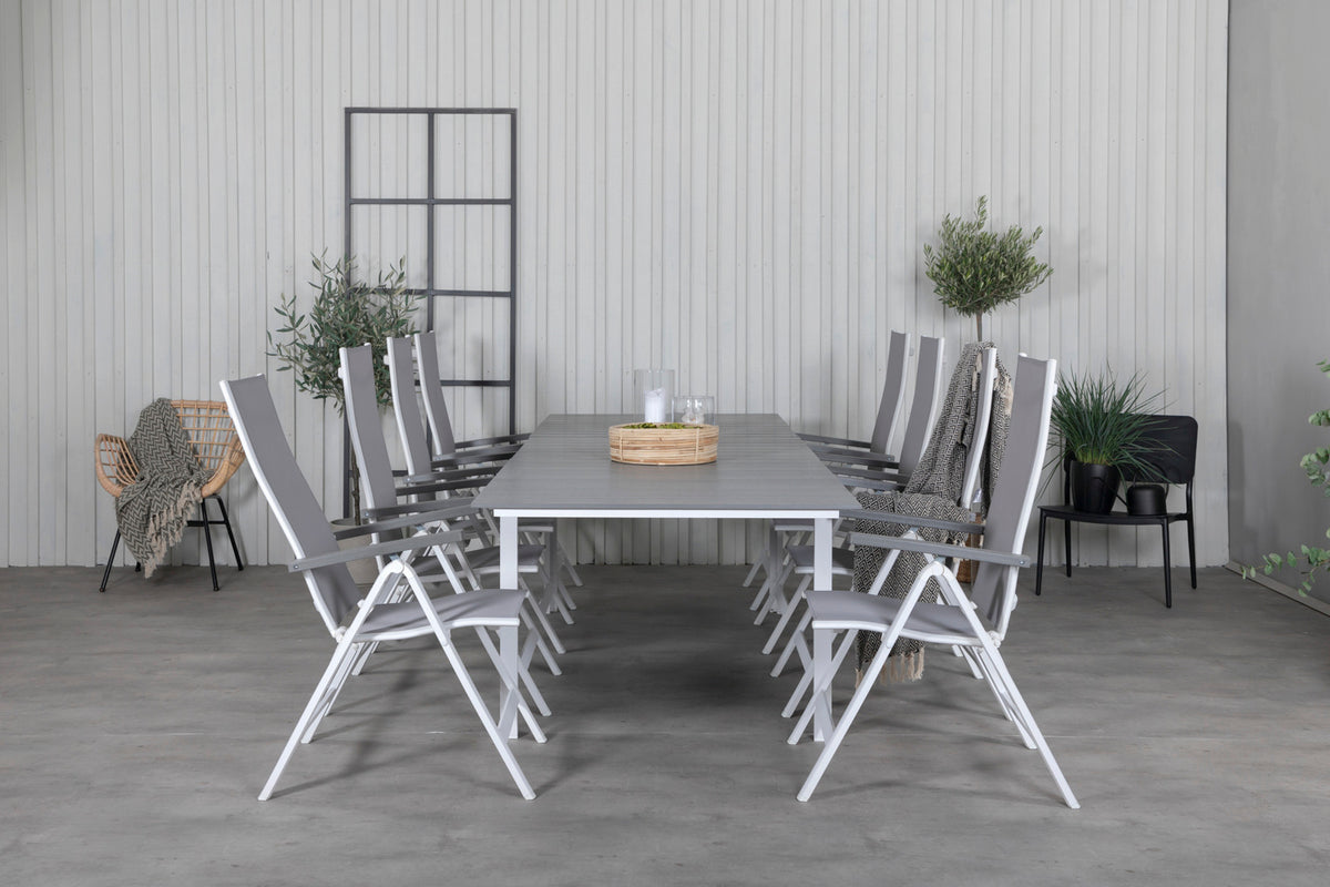 Albany & Levels Positionsstole Grå + Rektangulært Spisebord 229x100x75 Hvid