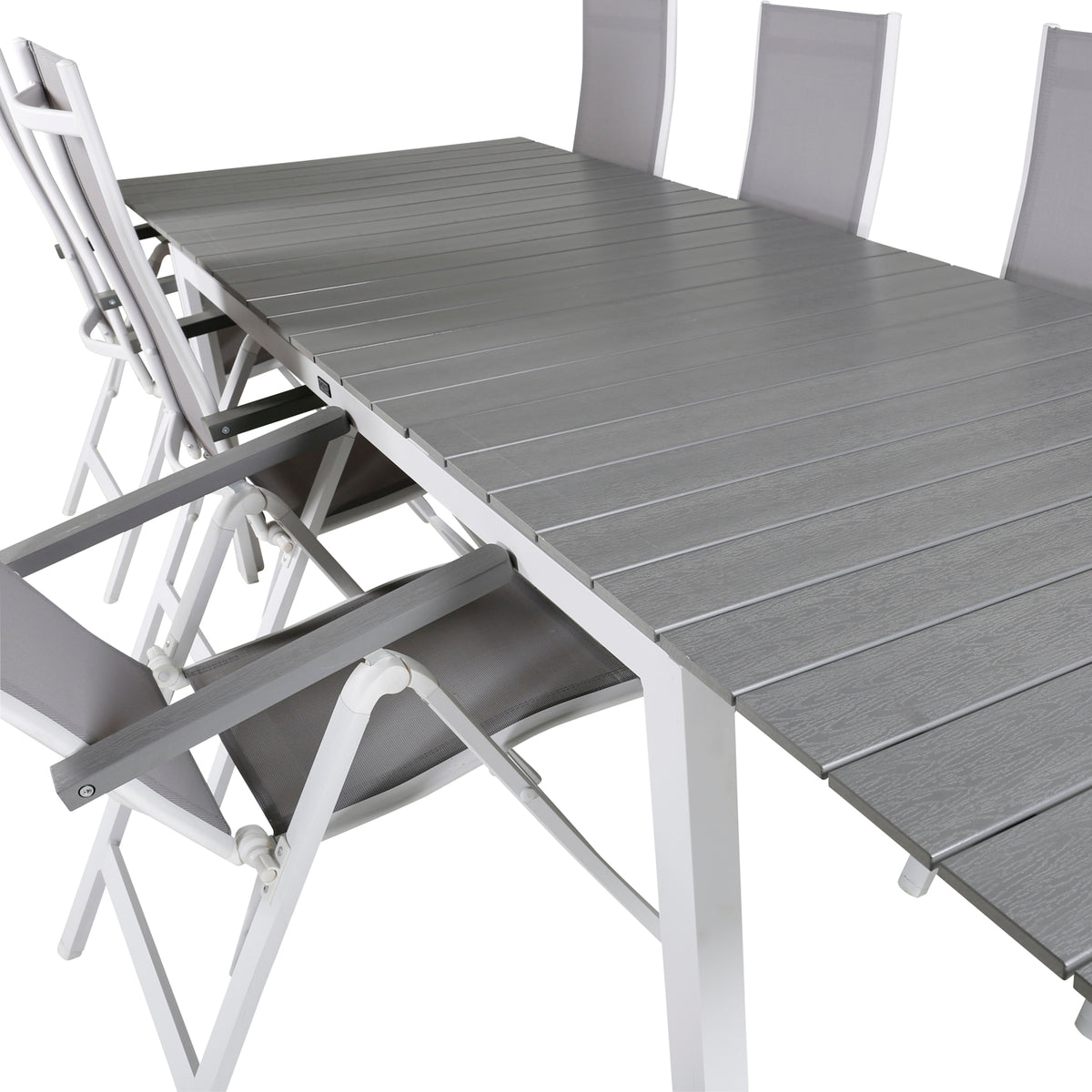 Albany & Levels Positionsstole Grå + Rektangulært Spisebord 229x100x75 Hvid