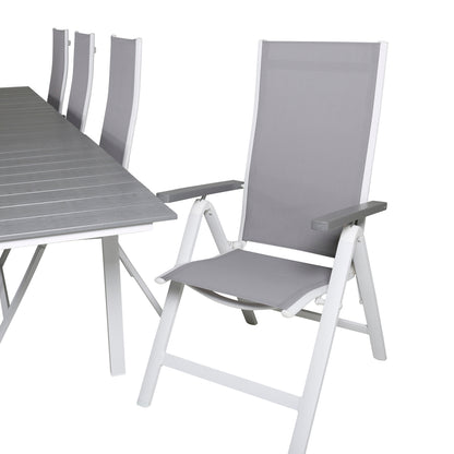 Albany & Levels Positionsstole Grå + Rektangulært Spisebord 229x100x75 Hvid