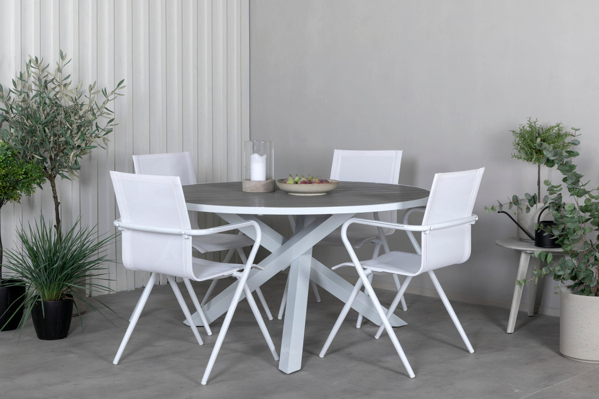 Alina & Parma Spisebordsstole Hvid + Spisebord ⌀140