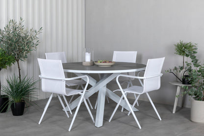 Alina & Parma Spisebordsstole Hvid + Spisebord ⌀140