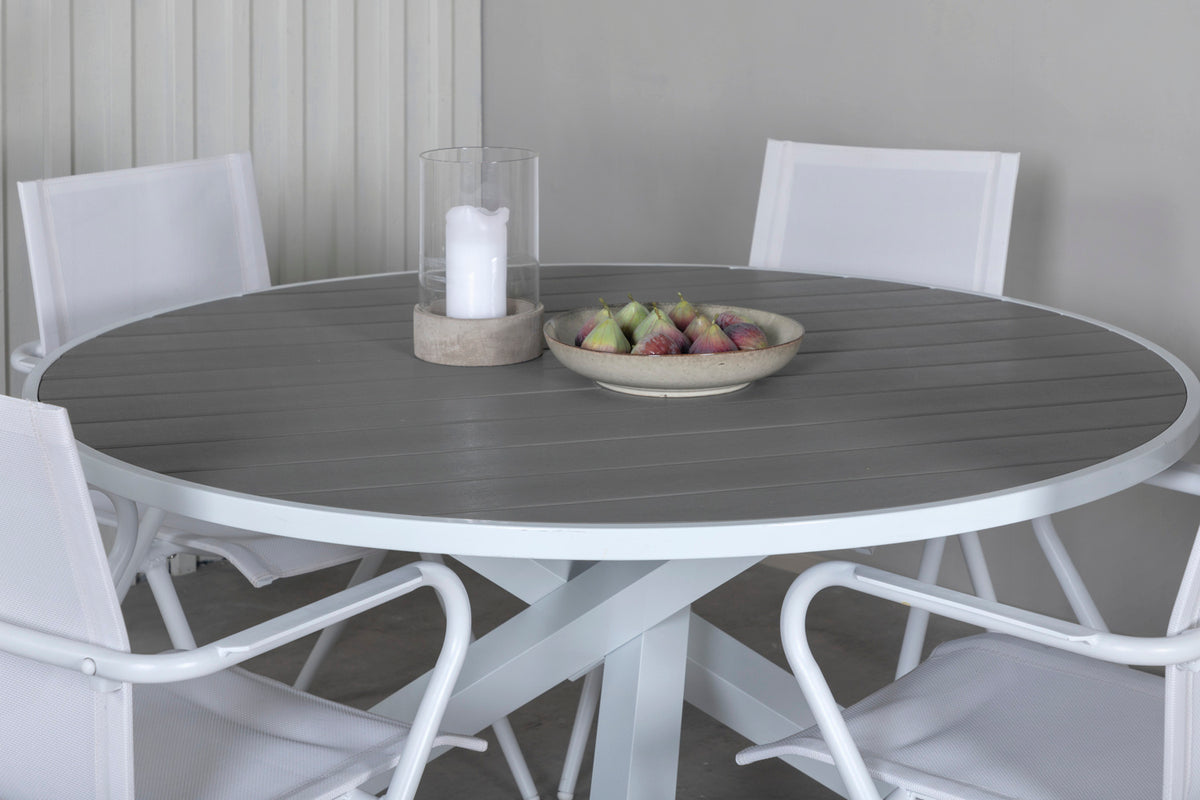 Alina & Parma Spisebordsstole Hvid + Spisebord ⌀140