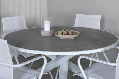 Alina & Parma Spisebordsstole Hvid + Spisebord ⌀140